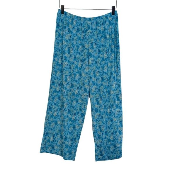 Coldwater Creek Pants - Coldwater Creek Paisley Slinky Pants Womens Size Large Blue Stretch Pull On